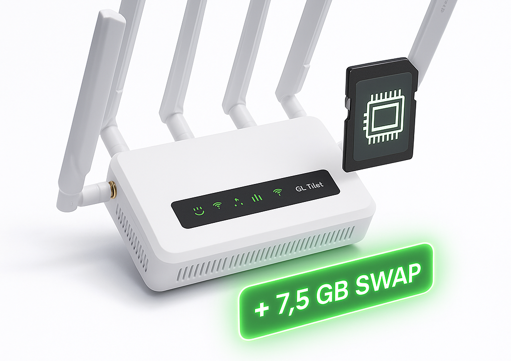 GL.iNet GL-X3000 router using a microSD Card as swap